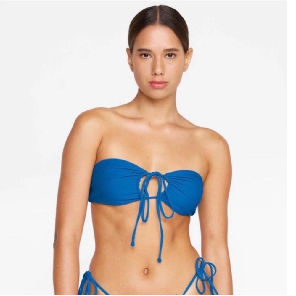 NWOT Mikoh Swimwear Maula Swim Set Small Bottom Large Top Blue Beach Resort